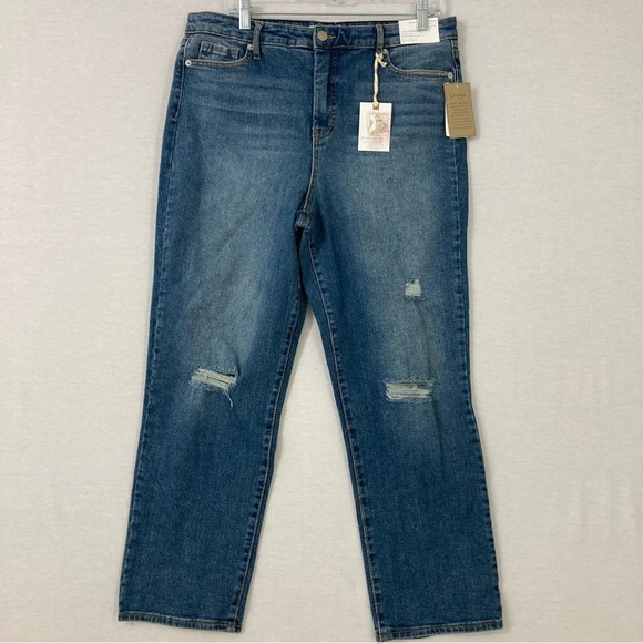 New Jessica Simpson Distressed Spotlight High Rise Slim Straight Jeans size 32 - Picture 1 of 12